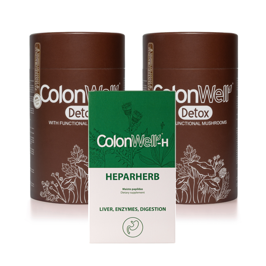 Colonwell Detox combo of 2 (for weight loss and intestine health + antiparasitic complex) 350g + FREE GIFT Colonwell Hepaherb (for liver, digestive system)