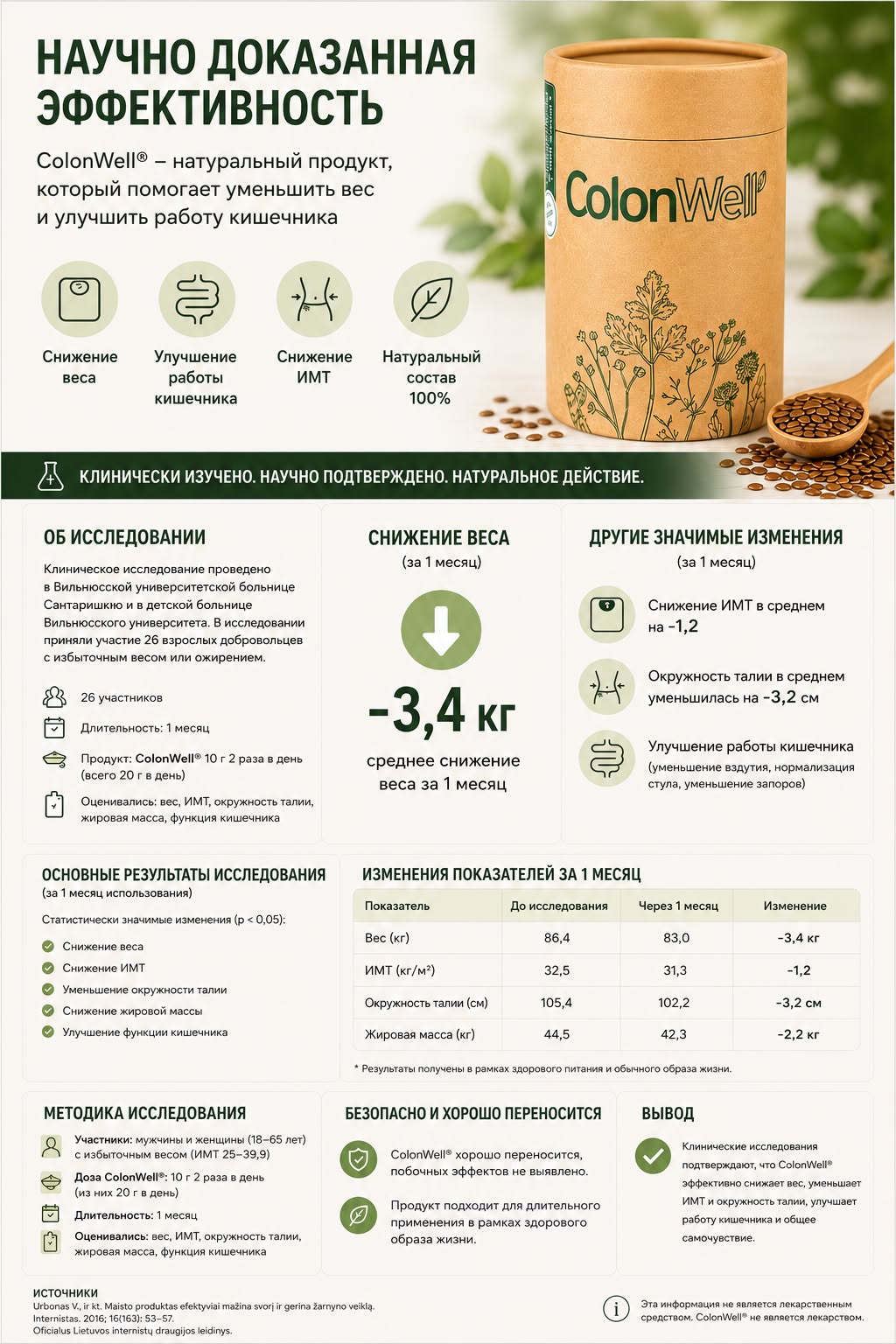 ColonWell – žarnynui ir lieknėjimui (natūralaus skonio) 400 g